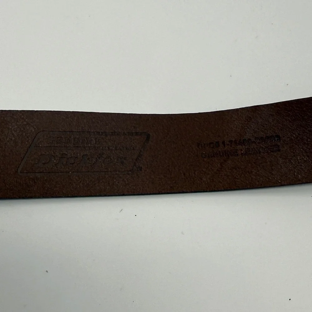 Dickies Mens Dark Brown All Leather Work Belt Silver Roller Buckle 50-52 Classic